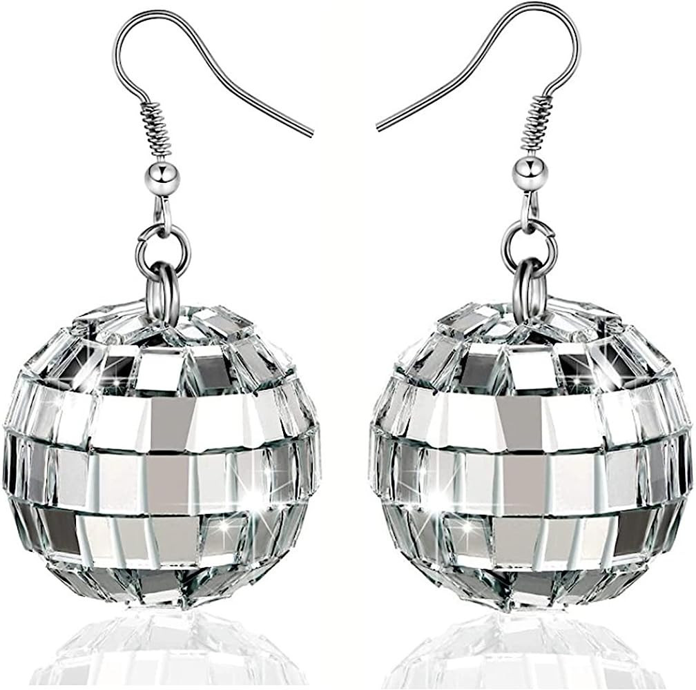 Disco Ball Earrings 24mm 70'S Disco Punk Earrings for Women Girls Jewelry | Amazon (US)