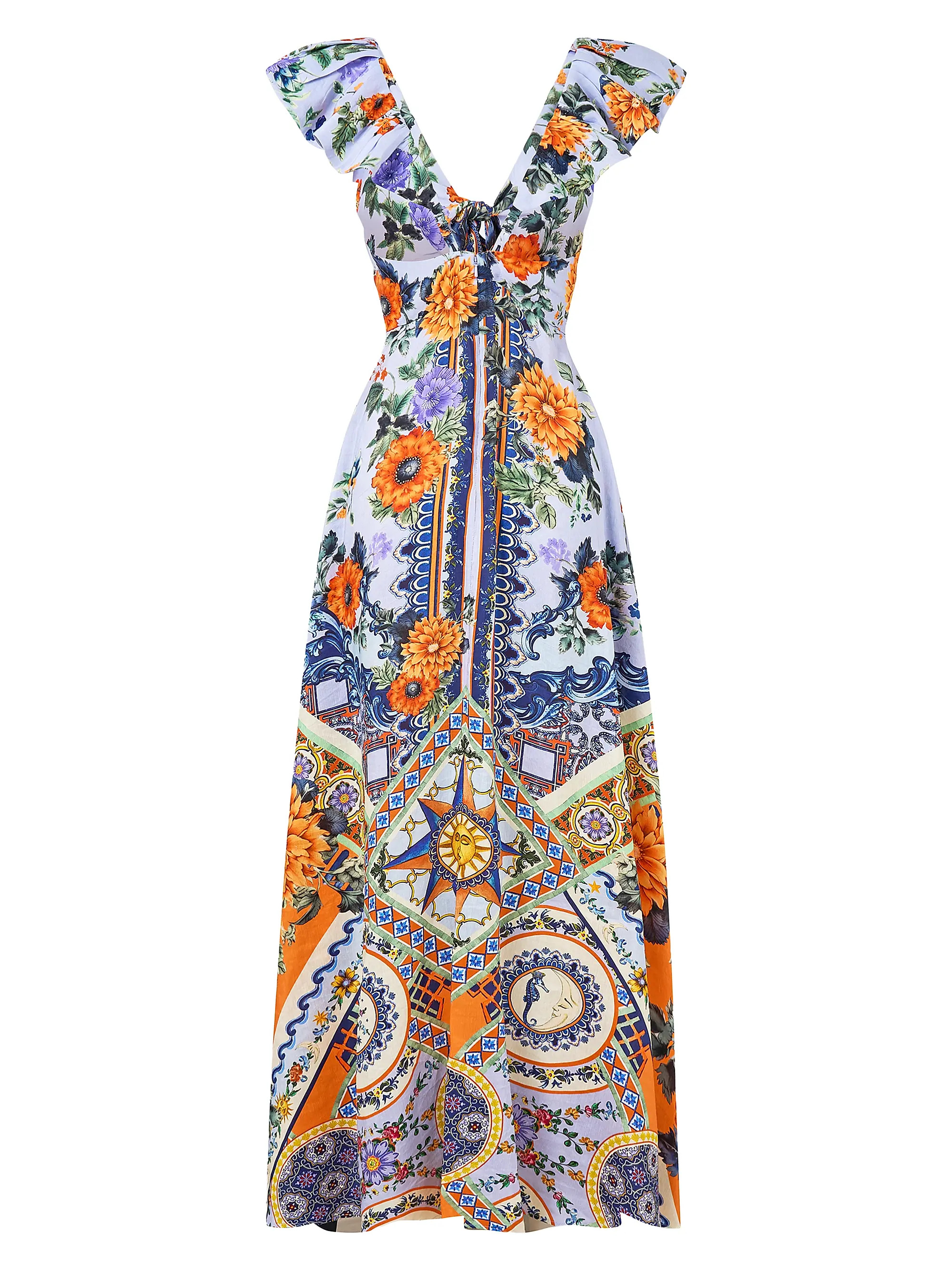 Luscious In Lisbon Linen-Silk Floral Maxi Dress | Saks Fifth Avenue