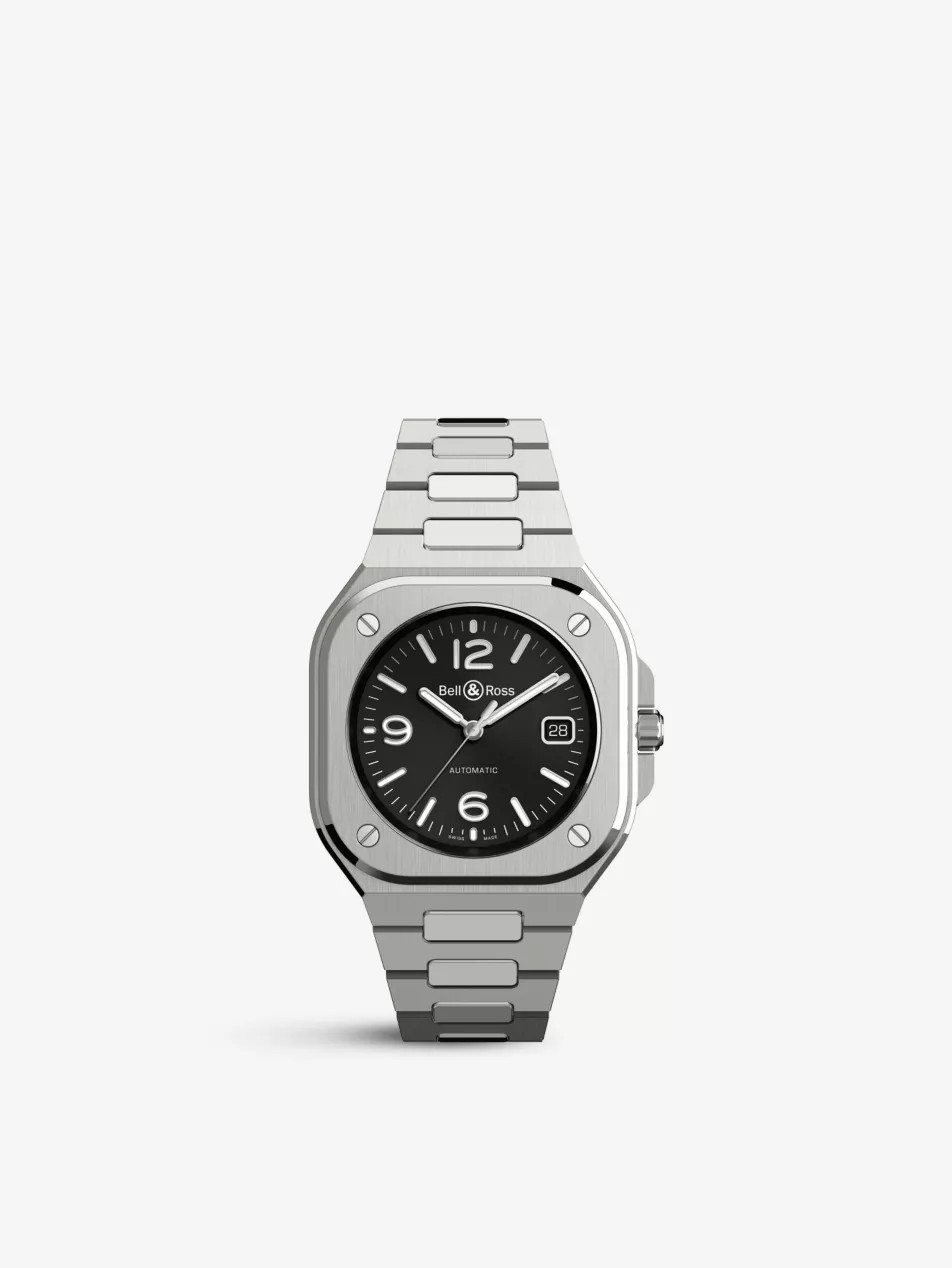 BR05A-BL-ST/SST Aviation stainless-steel automatic watch | Selfridges