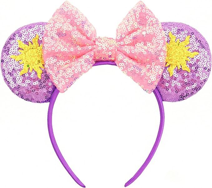 RAZKO Rapunzel Minnie Ears Headband, Sequin Mickey Ears Headband Mouse ears Headband for Women Gi... | Amazon (US)