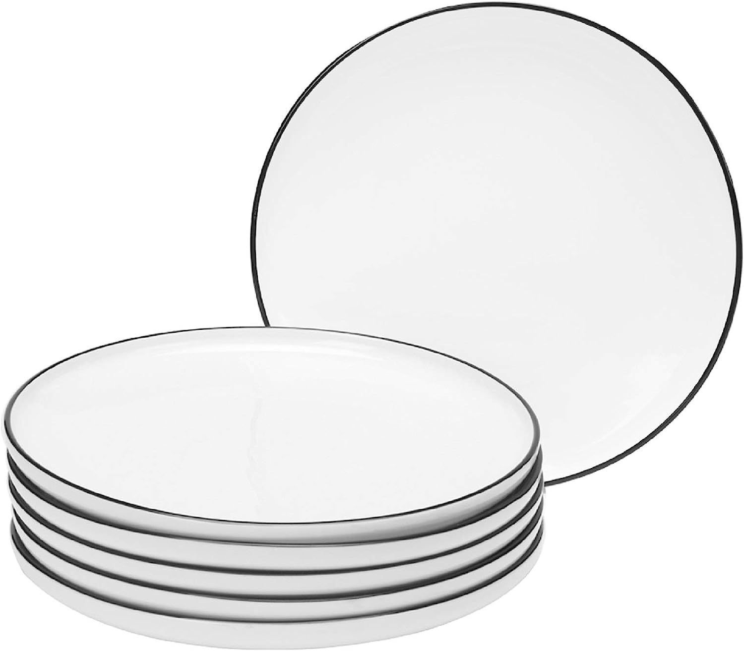 BonNoces 10 Inch Porcelain Dinner Plates, Elegant White with Black Edges Design, Classic Round Se... | Amazon (US)