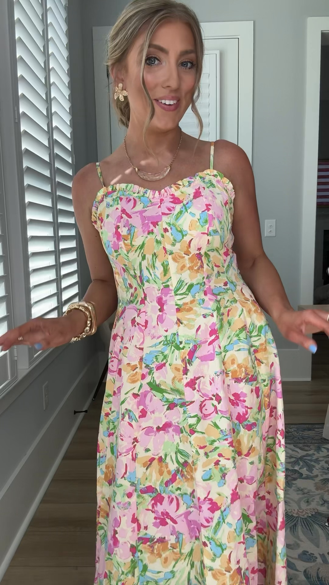 This floral midi dress from Walmart looks straight out of a boutique 😍 The watercolor floral print, flattering fit, and twirl-worthy skirt had me sold immediately. Such a pretty option for weddings, brunch, church, baby showers, vacations, or summer date nights. And the pink lace-up sandals are the perfect fun pop of color!

#WalmartFashion #FloralDress #MidiDress #SummerDress #WalmartStyle #AffordableFashion #WeddingGuestDress #BrunchOutfit #VacationStyle #FeminineStyle #WalmartFinds #SummerFashion #OOTD #BoutiqueStyle #DressSeason

#LTKootd #LTKPetite