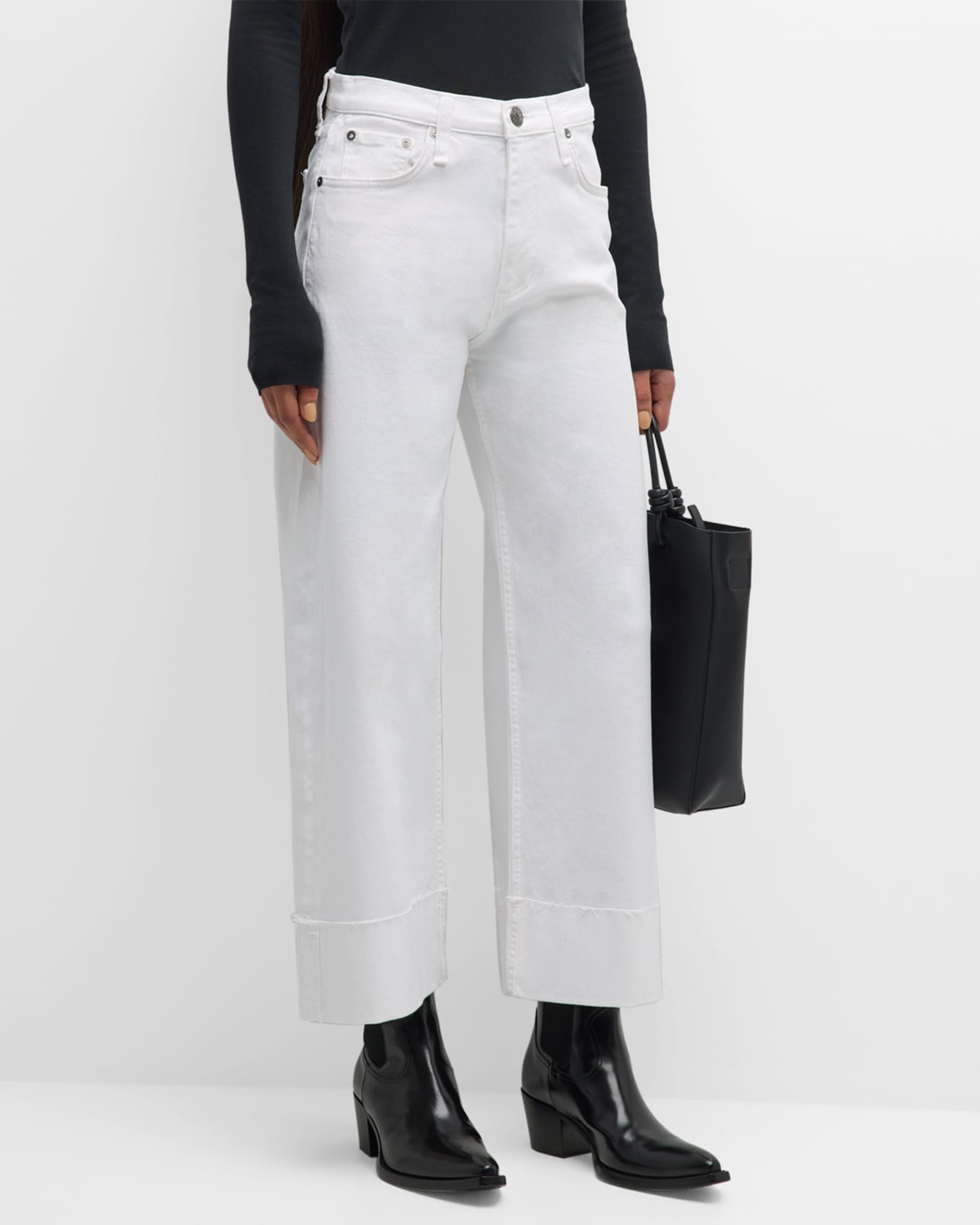 Andi Wide-Leg Cuffed Jeans | Neiman Marcus