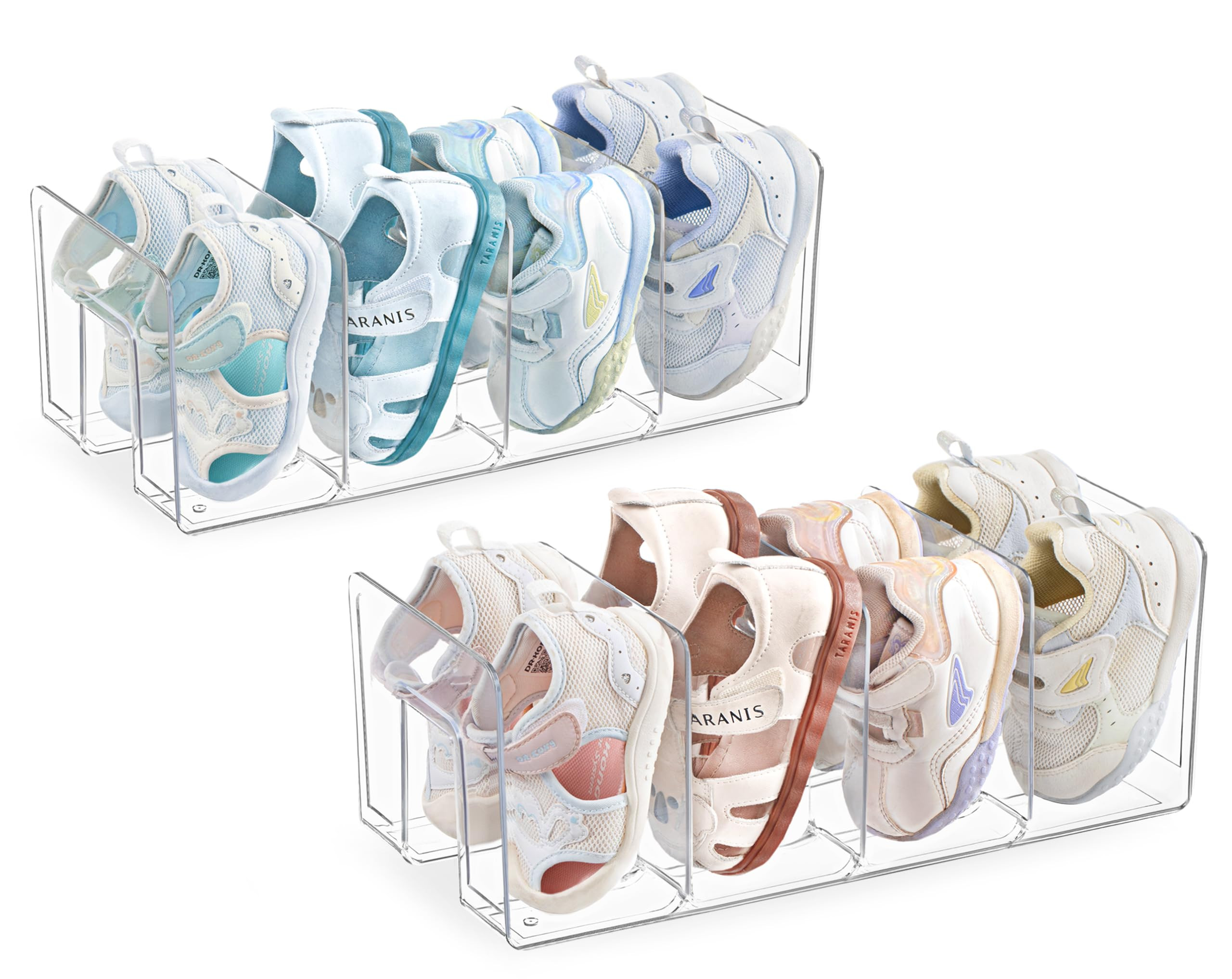 HBlife Clear Acrylic Kids Shoe Rack for Closet Organizers and Storage, Small Shoe Rack 4 Sections... | Amazon (US)
