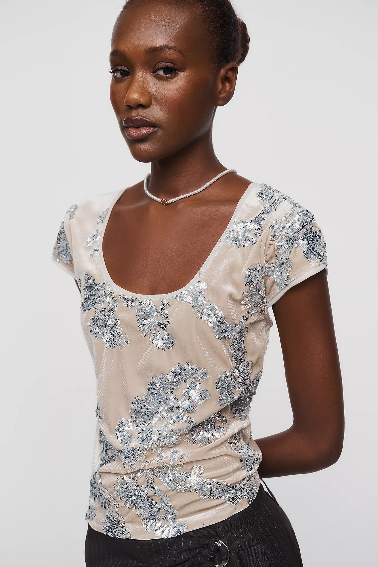 Maeve Embellished Scoop Neck Top | Anthropologie (US)
