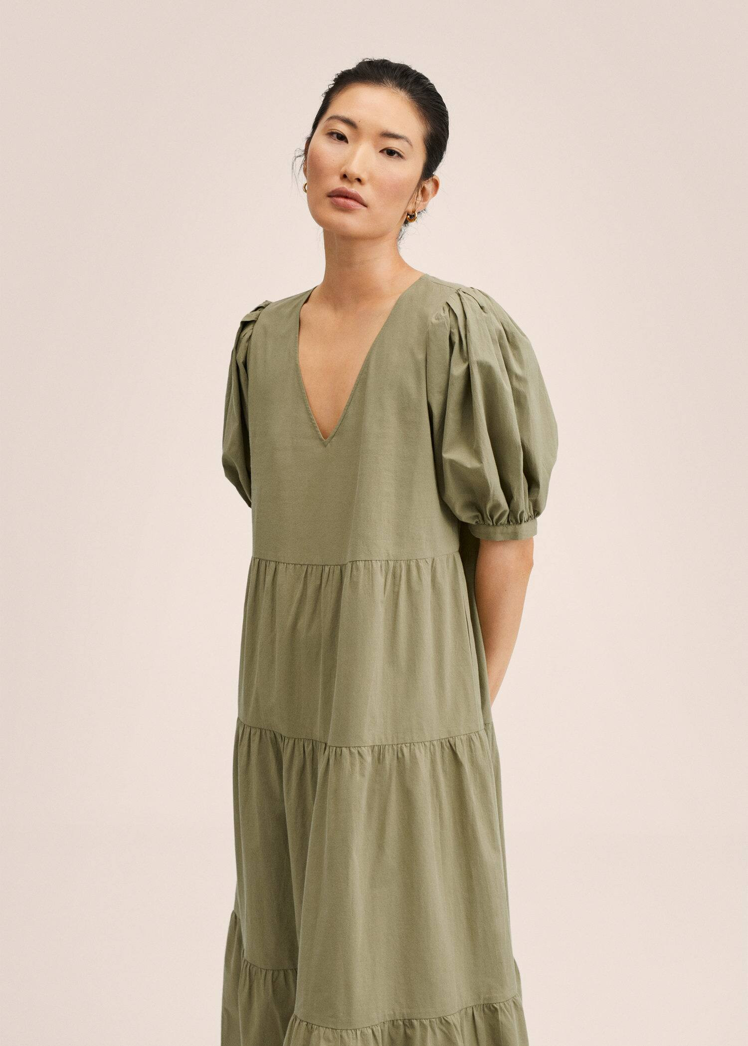 Puffed sleeves cotton dress | MANGO (US)