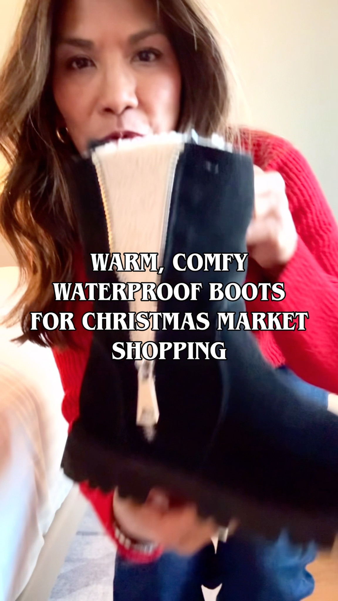 I’m 5’2” 118#ish for reference 
Boots tts(faux fur lining and so soft inside and comfy! Wearing wool socks.
Red cardigan sweater in XS tts.
Jeans tts size 2 short length.
Wool coat in small tts.
Adidas sneakers size down.

Black woven bag-Italian leather in size small.
I
Winter boots great for winter vacation, Christmas Market shopping, NYC, winter staples, fashion over 59, fashion over 40, stocking stuffers.

#LTKHoliday #LTKOver40 #LTKGiftGuide

#LTKGiftGuide #LTKSeasonal #LTKHoliday