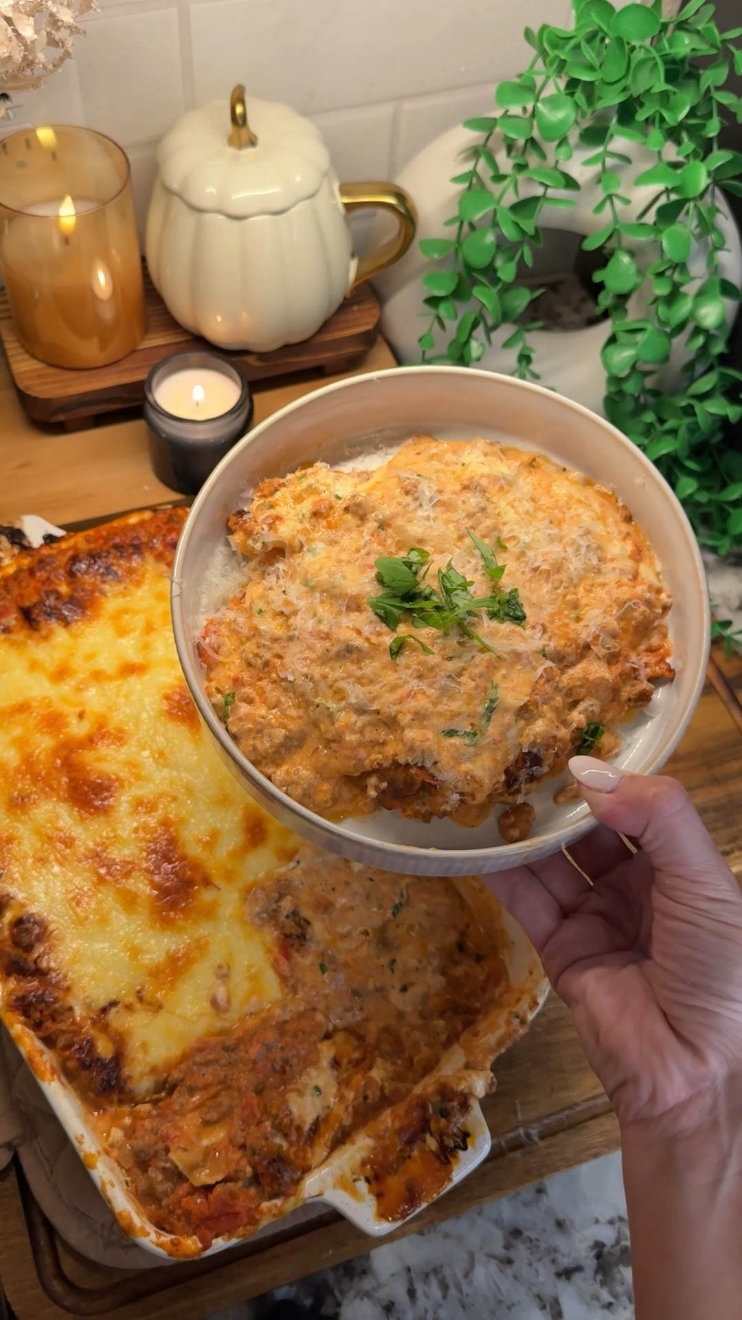 this spicy lasagna alla vodka is the ultimate comfort meal! creamy, cheesy layers packed with flavor from the meat vodka sauce- this will be your new favorite lasagna recipe❣️✨
#kitchenfavorites #cookingessentials #kitchenmusthaves #cooking

Ingredients:
- 1 Tbsp olive oil
- 1 lb ground beef
- 1 lb hot Italian sausage
- 3 Tbsp butter
- 1 yellow onion, diced
- 6 cloves garlic, minced
- 2 Tbsp tomato paste
- ⅓ cup vodka
- 28 oz crushed tomatoes
- 2 tsp Italian seasoning
- 1 tsp red pepper flakes
- 2.5 tsp salt
- 2 tsp black pepper
- ¾ cup heavy cream
- 16 oz ricotta cheese
- 1 egg
- ⅓ cup fresh basil, chopped
- 2.5 cups shredded mozzarella cheese
- 9 lasagna sheets (adjust based on baking dish size)

#LTKFamily #LTKSeasonal #LTKHome