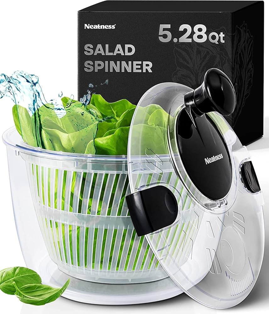 Large Salad Spinner with Drain, Bowl, and Colander - Quick and Easy Multi-Use Lettuce Spinner, Ve... | Amazon (US)