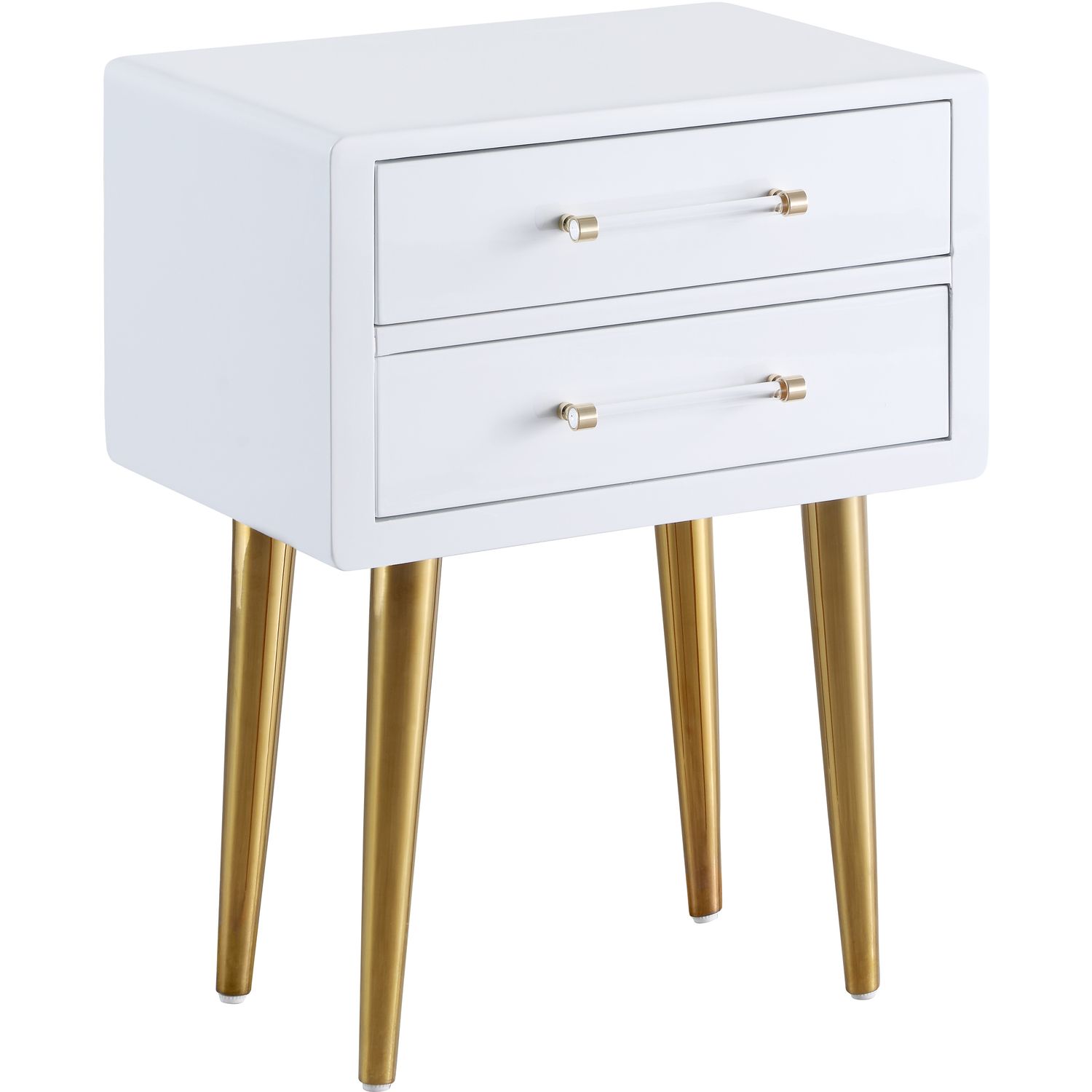 Meridian Furniture Contemporary Rich White Lacquer Side Table in Gold Finish, 20" W x 16" D x 27"... | Walmart (US)