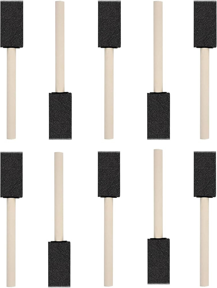 WAFJAMF 10 Pack Poly Foam Paint Brushes 1 Inch Sponge Painting Brushes Wood Handle Paint Sponges ... | Amazon (US)