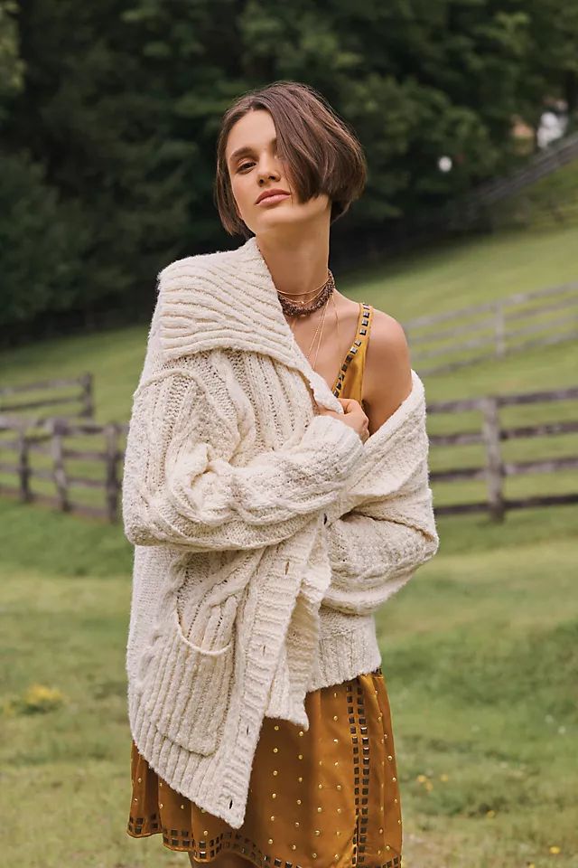 Pilcro Cable-Knit Cardigan Sweater | Anthropologie (US)