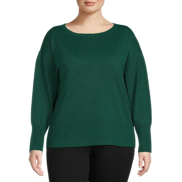 Terra & Sky Women's Plus Size Boat Neck Sweater - Walmart.com | Walmart (US)