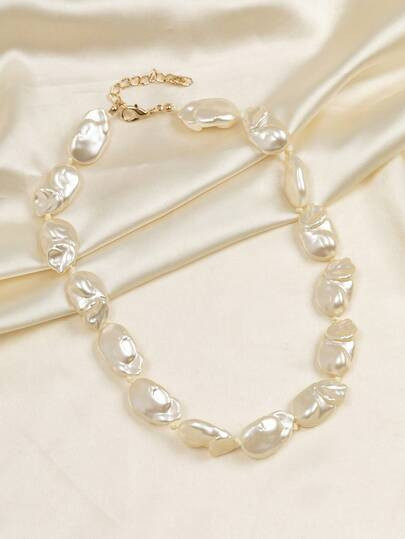 1pc Fashionable Simple Asymmetrical Oversized Faux Pearl Women Necklace, Suitable For Daily Wear ... | SHEIN