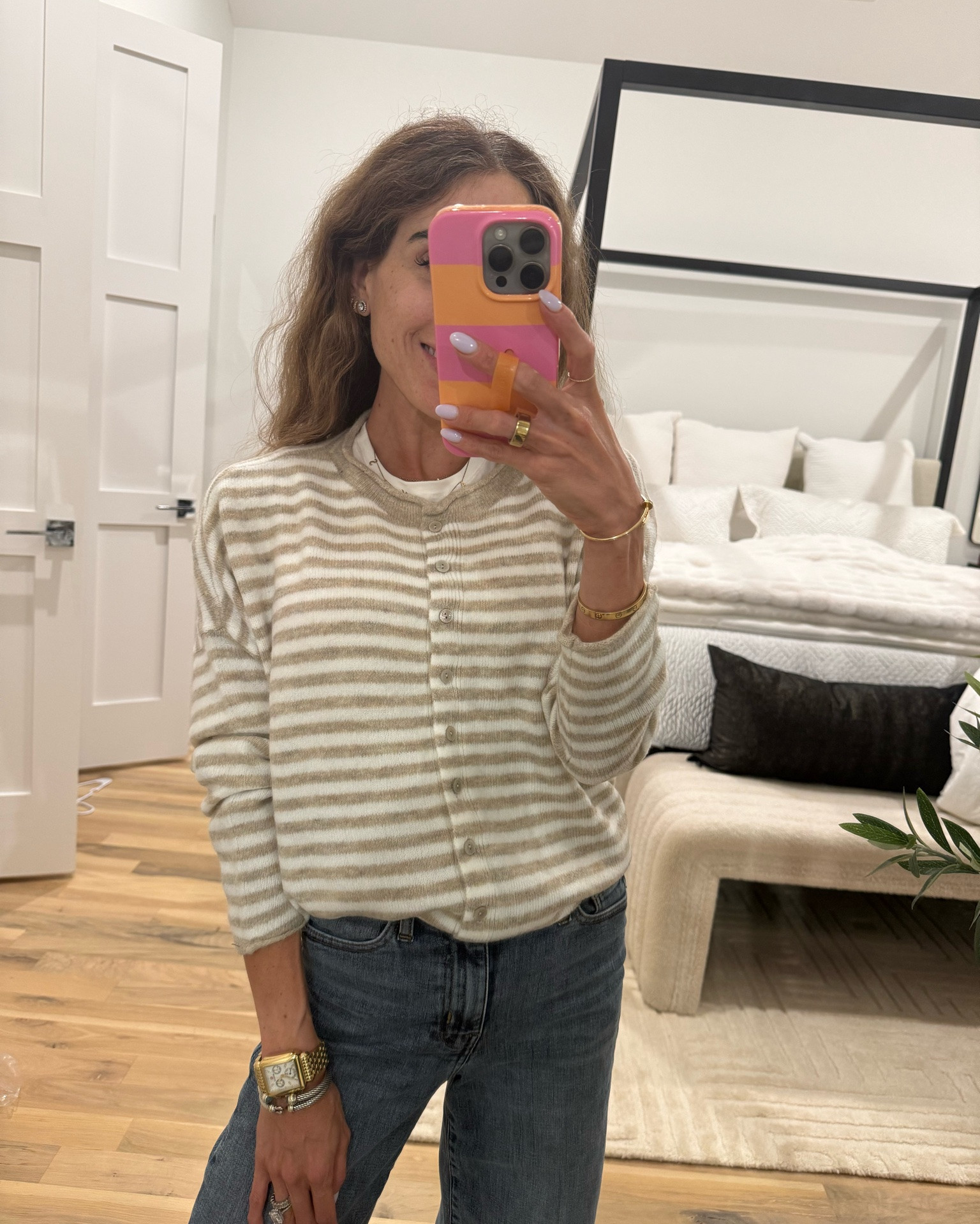 Super soft striped neutral cardigan under $30 wearing size xs

#LTKSaleAlert