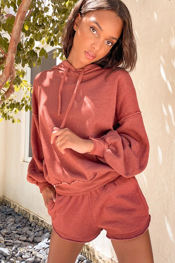 Like to Lounge Washed Burgundy Shorts | Lulus (US)