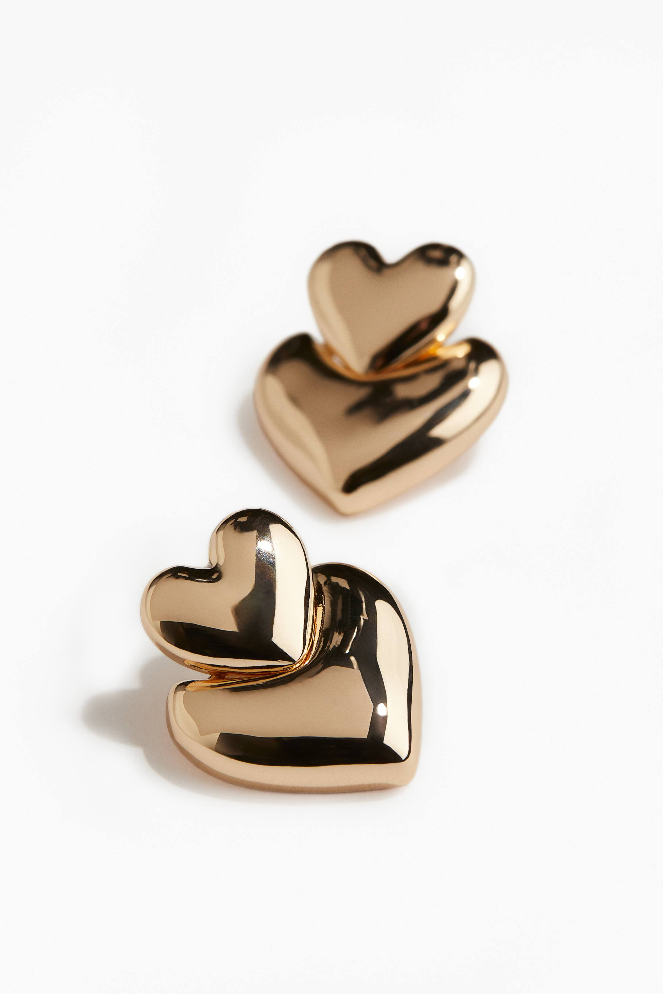 Heart-shaped earrings - Gold-coloured - Ladies | H&M GB | H&M (UK, MY, IN, SG, PH, TW, HK)