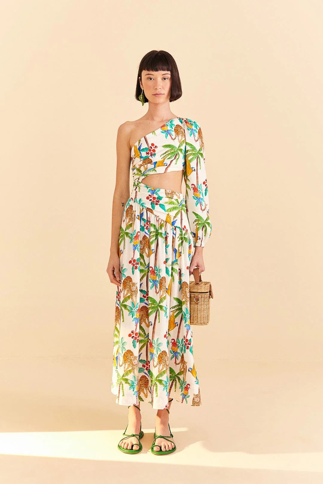Tropical Paradise One Shoulder Midi Dress | FarmRio