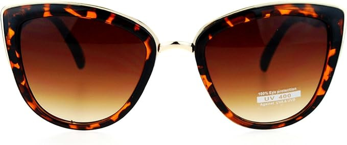 SA106 Runway Fashion Metal Bridge Trim Oversized Cat Eye Sunglasses | Amazon (US)