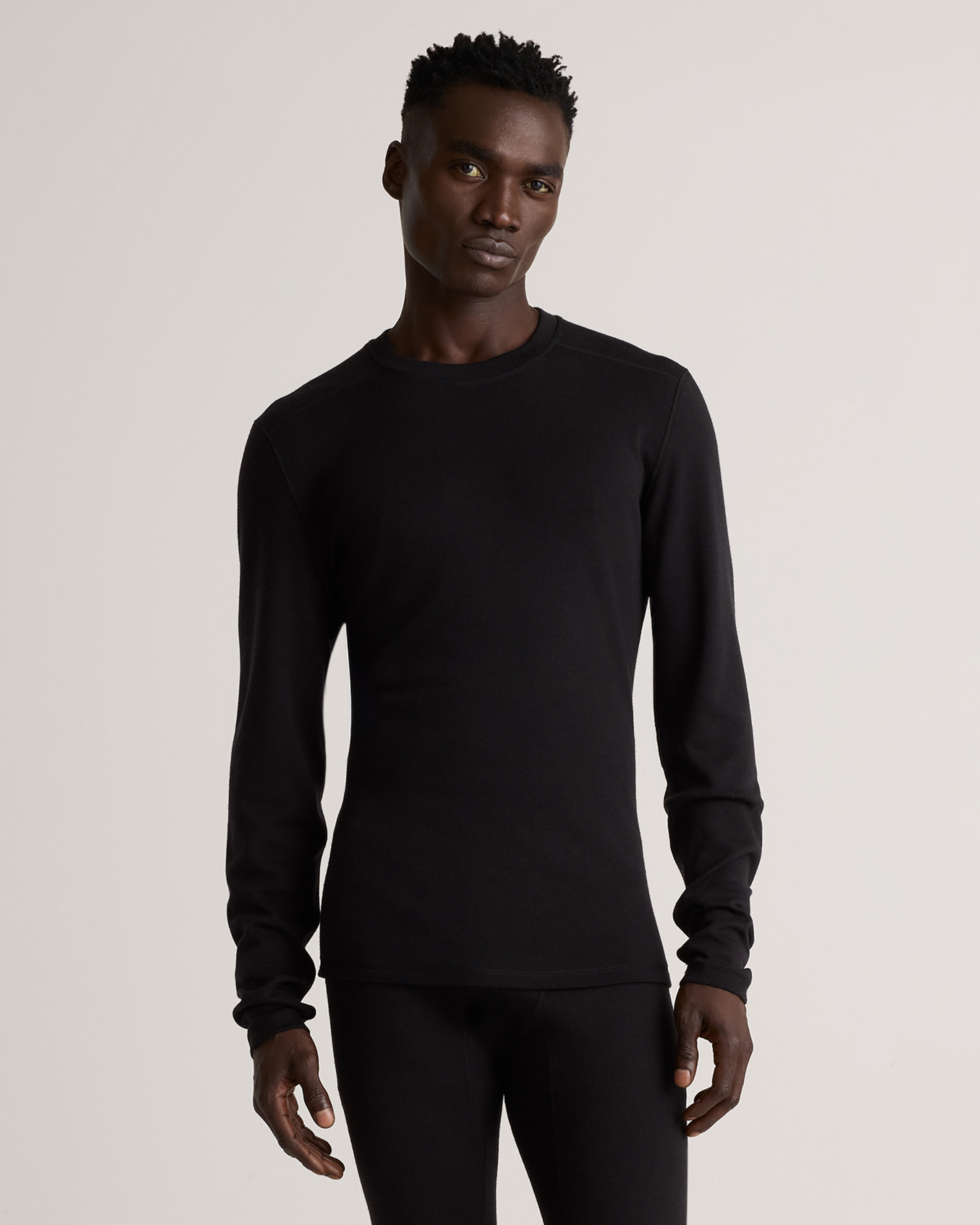 Quince | Men's 100% Merino Wool Cold Weather Base Layer Crew Neck Alpaca Sweater in Black, Size XL, Merino/Cotton | Quince