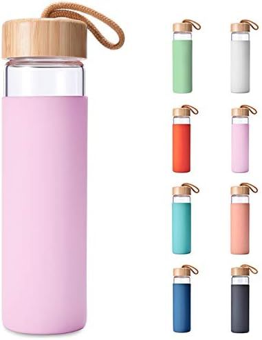 Yomious 20 Oz Borosilicate Glass Water Bottle with Bamboo Lid and Silicone Sleeve – BPA Free | Amazon (US)