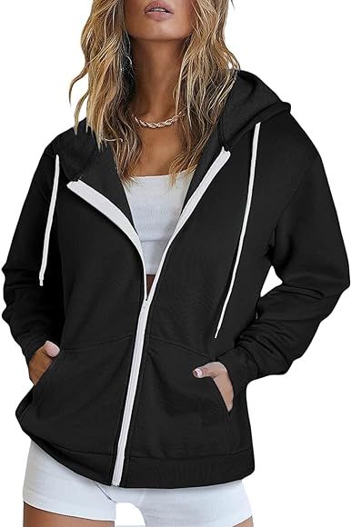 Dokotoo Women's Full Zip Up Hoodie Long Sleeve Hooded Sweatshirts Pockets Jacket Coat for Women | Amazon (US)