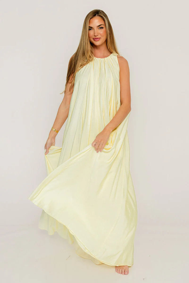 Becca Maxi Dress in Pale Yellow - Bump Friendly | Worth Collective