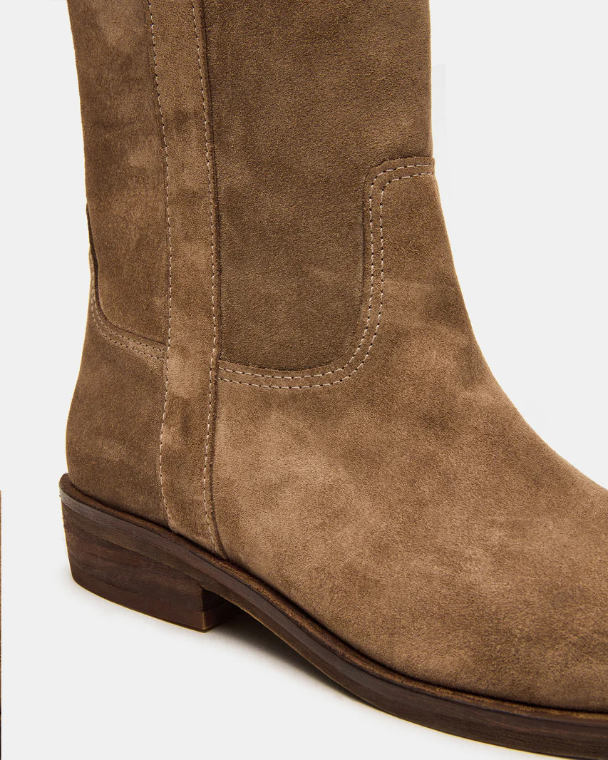 DUNSTER Chestnut Suede Wood Bottom Women's Boot | Steve Madden (US)