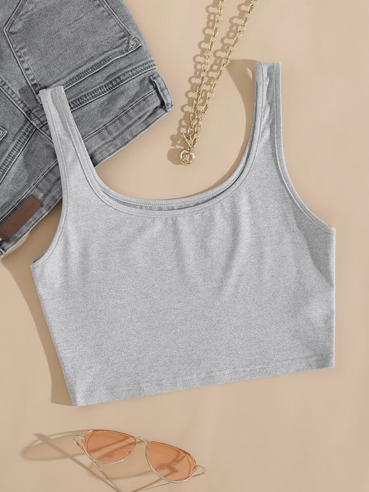 SHEIN MOOSTA Solid crop tank Top | SHEIN