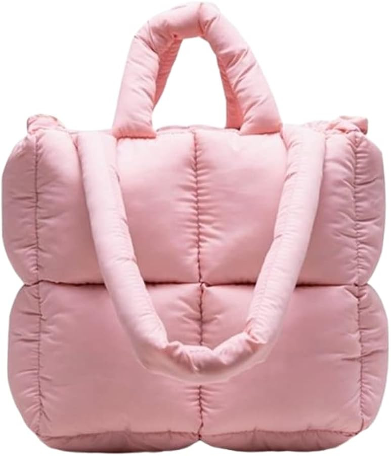 Puffer Tote Bag, Trendy Luxury Chic Quilted Large Padded Designer Handbags for Women Cotton Winte... | Amazon (US)