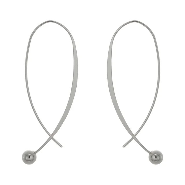 Time and Tru Silvertone Pull-Through Loop Hoop Earrings | Walmart (US)
