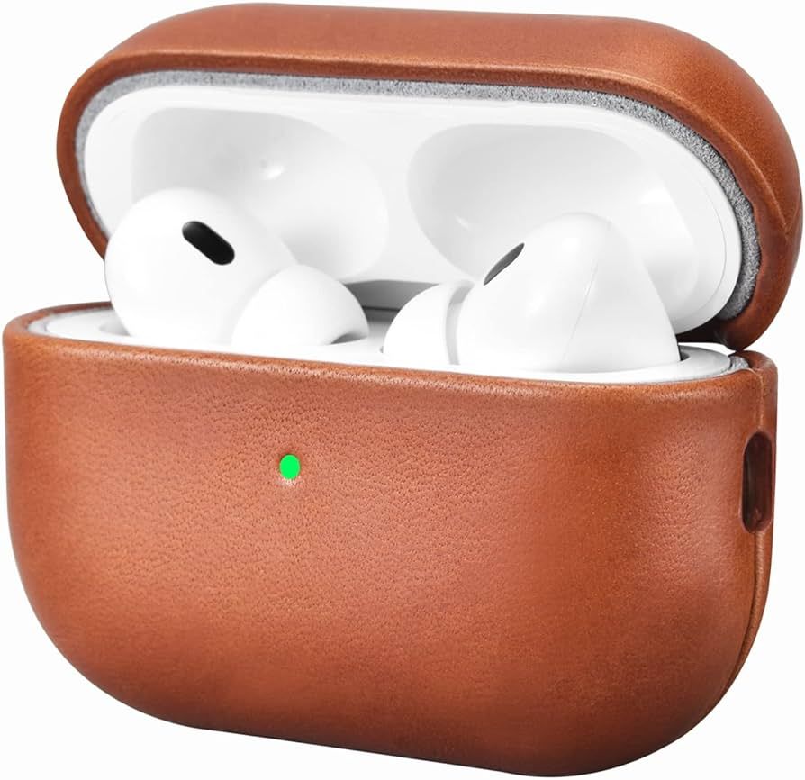 ICARERFAMILY Leather Case for AirPods Pro 2 (2022), Genuine Leather Shockproof Protective Cover f... | Amazon (US)