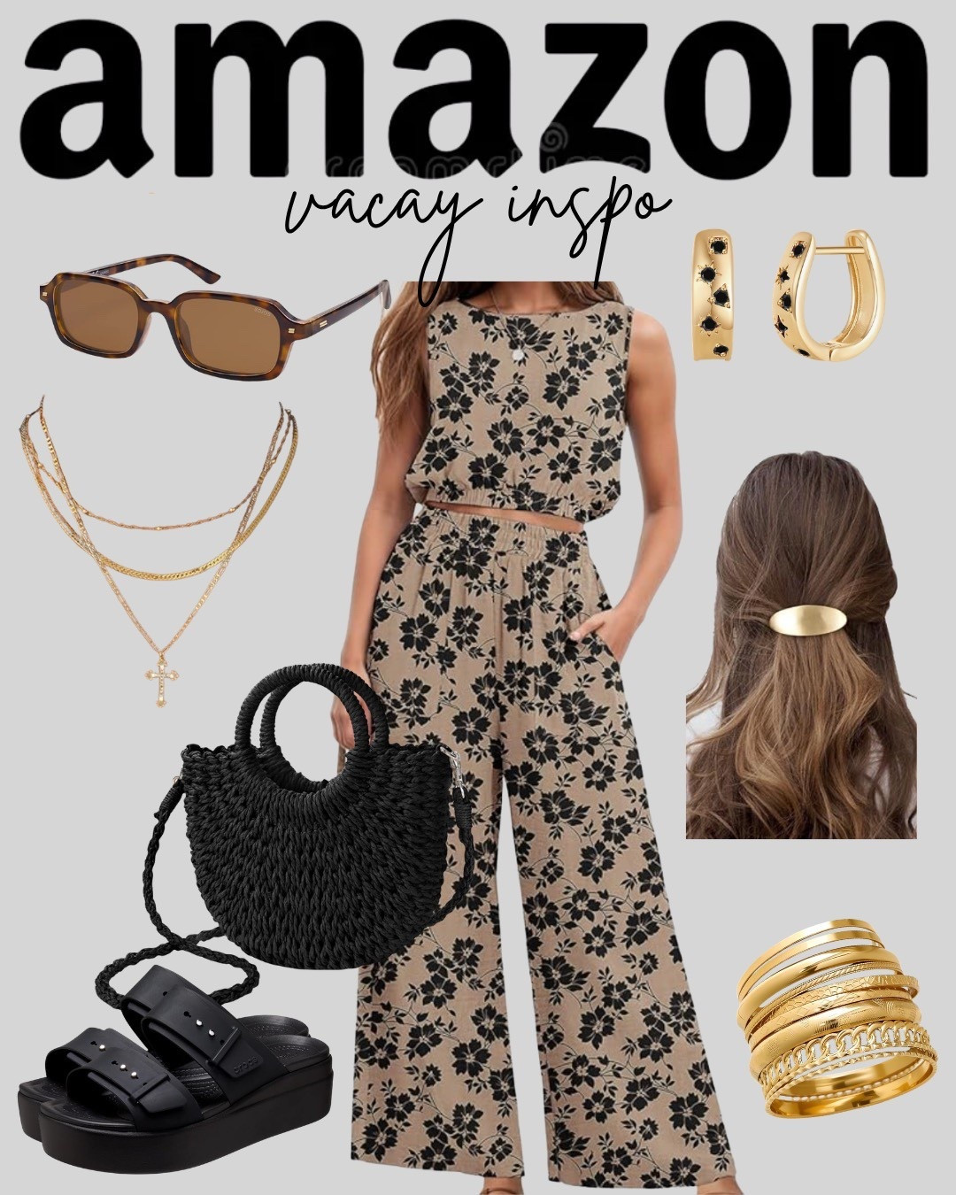 If you are packing for a trip, this Amazon floral set is a non-negotiable! It's giving that perfect blend of casual and cool. I've paired it with some stunning gold accessories, including these black-studded gold hoops that I can't stop staring at.

#AmazonFashion #LTKTravel #VacationOOTD #BeachStyle #TravelFinds #OOTD #ResortWear

#LTKTravel #LTKootd #LTKmomlife