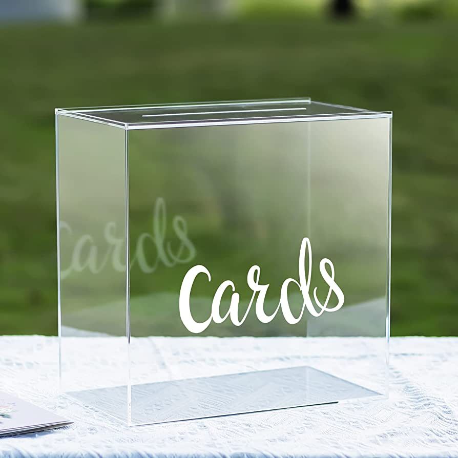 Acrylic Wedding Card Box, Clear Card Box for Reception, Elegant Wedding Envelope Box, Baby Bridal... | Amazon (US)