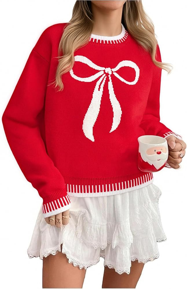 LUKYCILD Merry Christmas Sweaters for Women Ugly Christmas Sweater Xmas Holiday Sweatshirt Knitte... | Amazon (US)