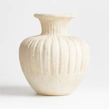 Énorme Cannelée White Textured Vase 15" by Athena Calderone + Reviews | Crate & Barrel | Crate & Barrel