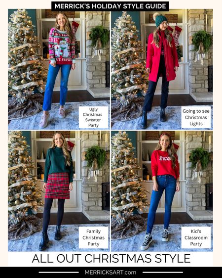 All out Christmas style for family holiday parties, school classroom parties, ugly Christmas sweater, & going to see Christmas lights casual holiday style 

#LTKparties #LTKstyletip #LTKHoliday