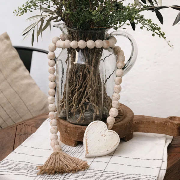 Clay Bead Garland with Tassel and Heart | Wayfair North America