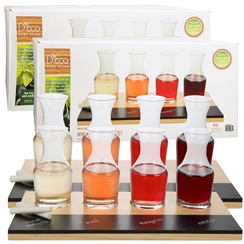 D'Eco Wine Tasting Flight Sampler Boards (2 Pack)- Set Includes Eight 6 oz Decanter Glasses & 2 Wood Paddles w Chalkboards- Great for Spring Wine Taste Testing & Brunch- Mother's Day Gift Idea | Amazon (US)