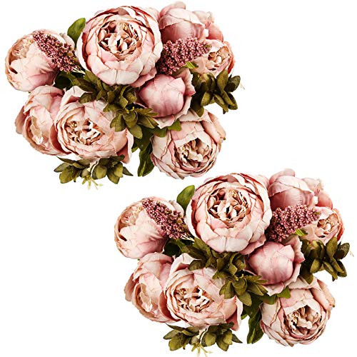 Amazon.com: Ogrmar Vintage Artificial Peony Silk Flowers Bouquet for Decoration (Cameo Brown x2) ... | Amazon (US)