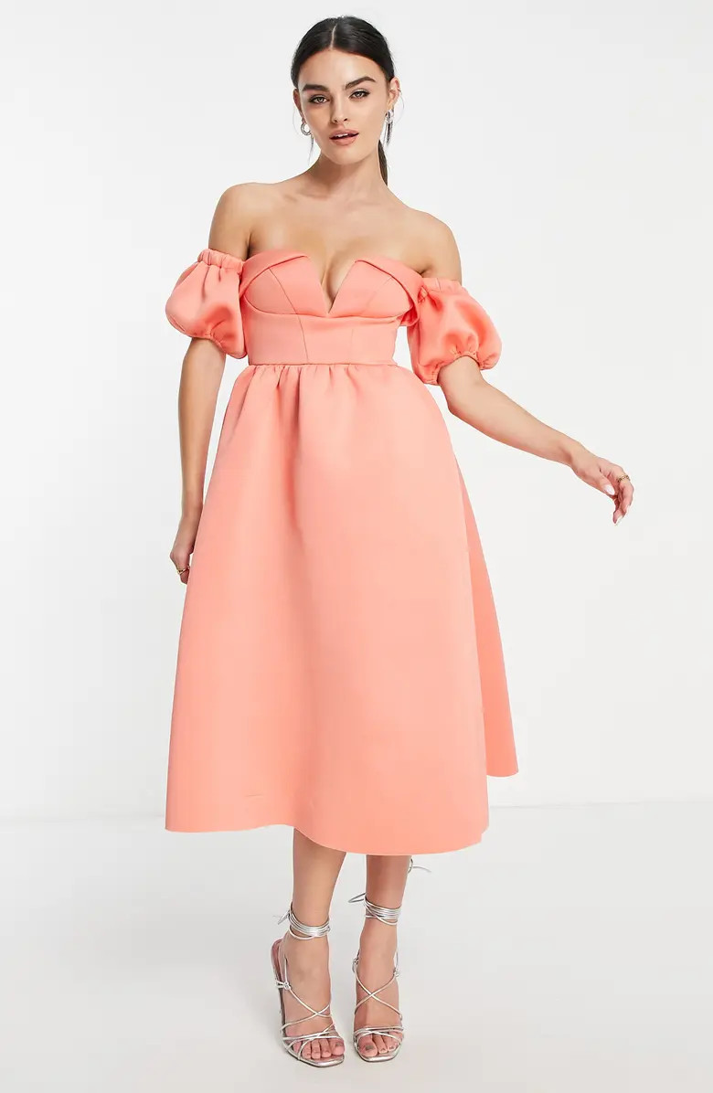 Off the Shoulder Puff Sleeve Cocktail Dress | Nordstrom