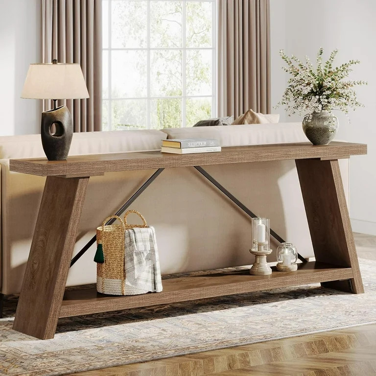 Tribesigns 70.9" Extra Long Sofa Table, Wood Console Table Behind Couch for Living Room, Natural | Walmart (US)