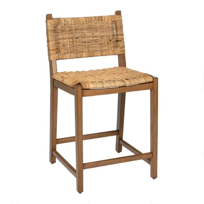 Amolea Vintage Acorn and Rattan Counter Stool | World Market