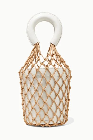 STAUD - Moreau Macramé And Leather Bucket Bag - White | NET-A-PORTER (US)