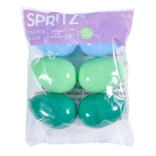 6ct Plastic Easter Eggs Cool Colorway Turquoise Green Blue - Spritz™ | Target