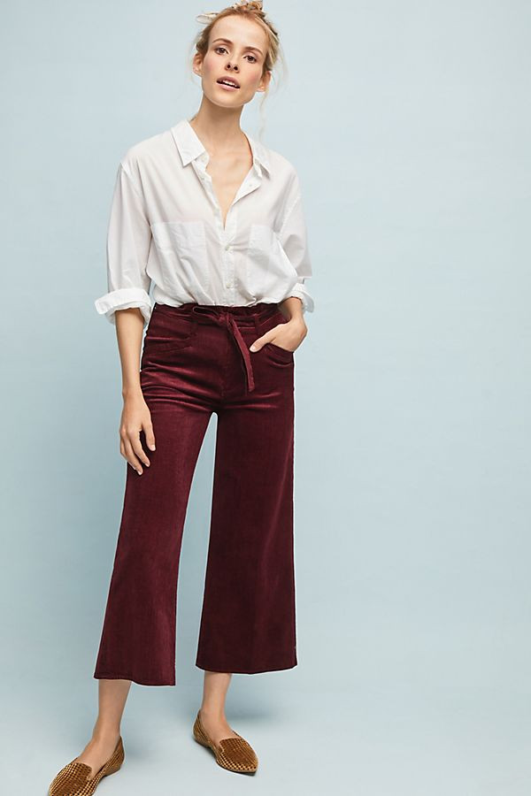 Paige Sutton High-Rise Corduroy Cropped Wide-Leg Jeans | Anthropologie (US)