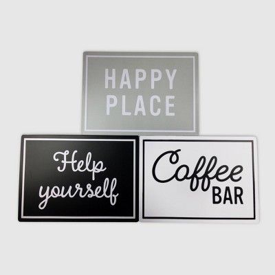 3ct Coffee Bar Metal Sign Black/White/Gray - Bullseye&#39;s Playground&#8482; | Target