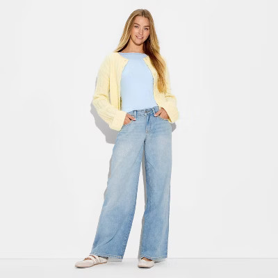 Women's Low-Rise Baggy Leg Jeans - Wild Fable™ Blue Denim 0 Long | Target