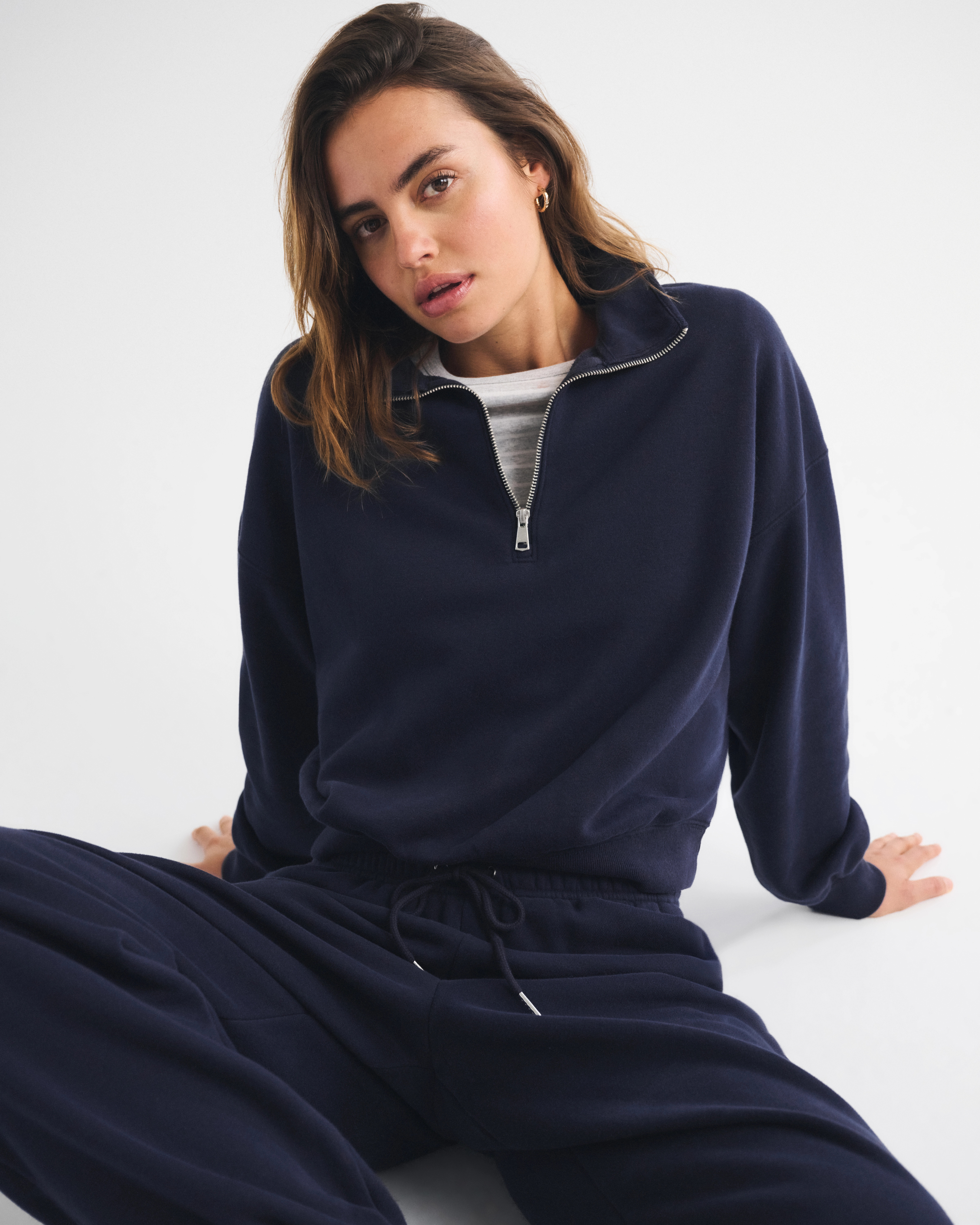 Sunday Shrunken Half-Zip Sweatshirt | Abercrombie & Fitch (US)