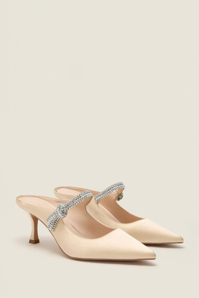 Champagne Satin Mae Heels | Tuckernuck (US)